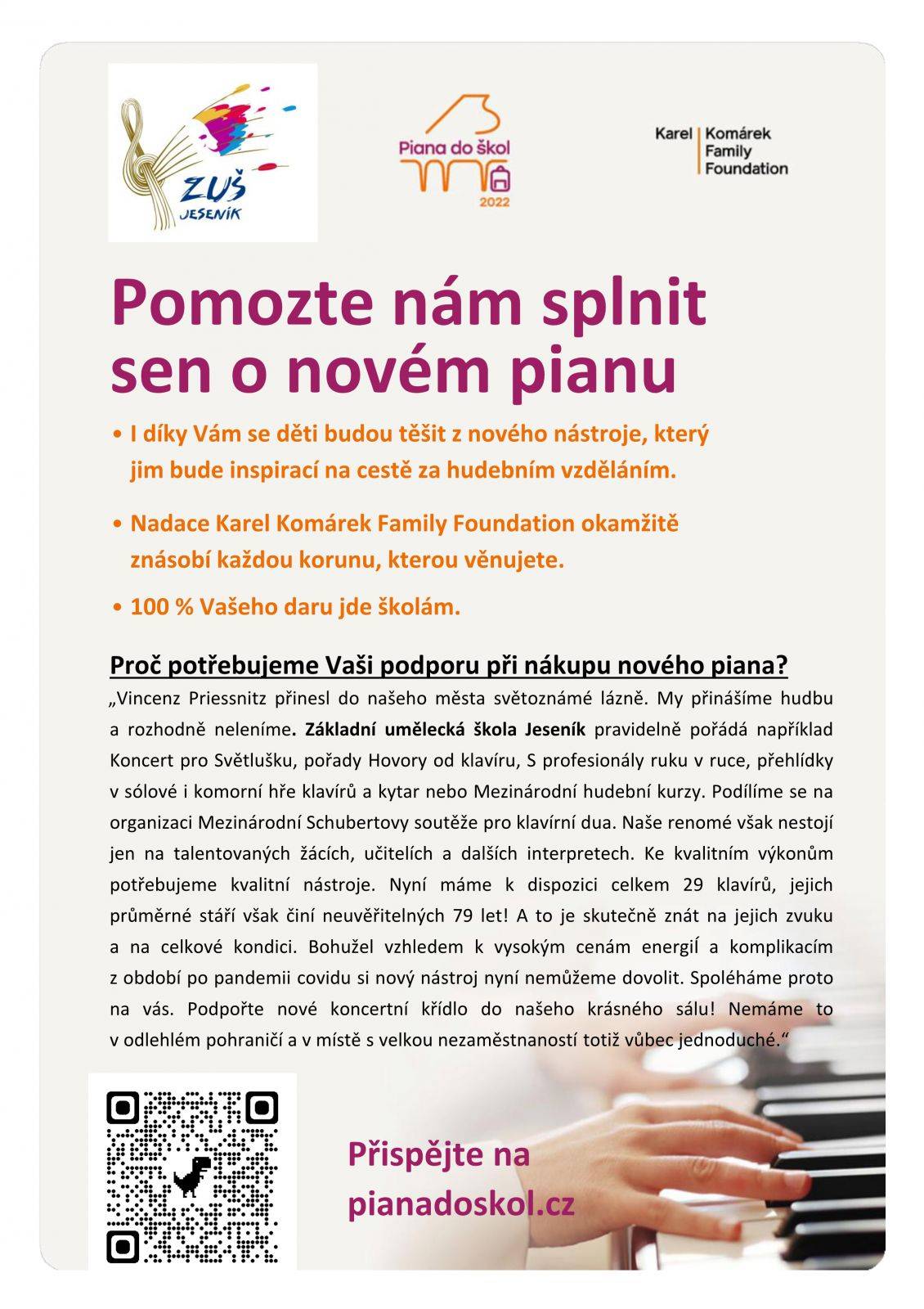 Pomozte nám splnit sen o novém pianu do naší školy!