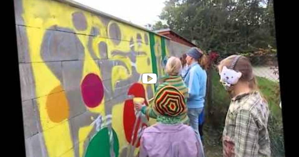 Malování na zeď - žáci výtvarného oboru ZUŠ Jeseník