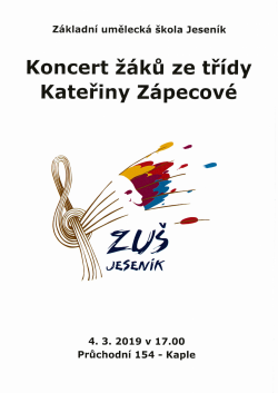 Koncert žáků ze třídy Kateřiny Zápecové, DiS.