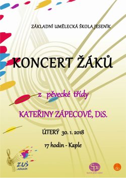 Koncert žáků z pěvecké třídy Kateřiny Zápecové